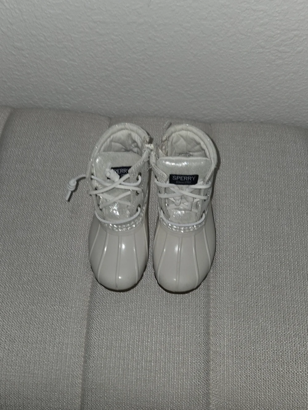 Sperry Kids Cream White Waterproof Duck Boots